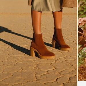 Women’s Brown Suede Platform Chelsea Boots